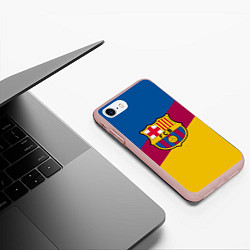 Чехол iPhone 7/8 матовый FC Barcelona 2018 Colors, цвет: 3D-светло-розовый — фото 2