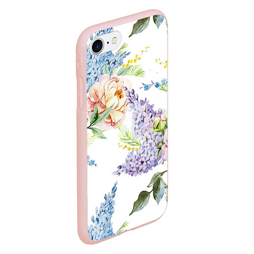 Чехол iPhone 7/8 матовый Сирень и Пионы / 3D-Светло-розовый – фото 2