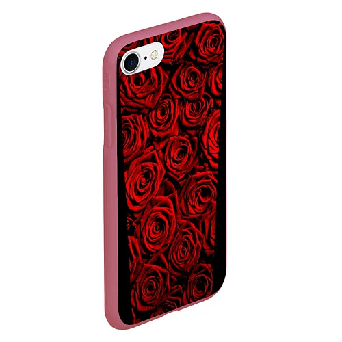 Чехол iPhone 7/8 матовый Унисекс / Красные розы / 3D-Малиновый – фото 2