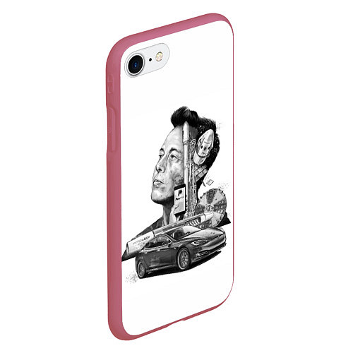 Чехол iPhone 7/8 матовый Илон Маск / 3D-Малиновый – фото 2