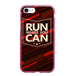 Чехол iPhone 7/8 матовый Run while you can, цвет: 3D-малиновый