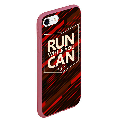 Чехол iPhone 7/8 матовый Run while you can / 3D-Малиновый – фото 2