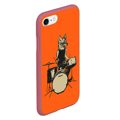 Чехол iPhone 7/8 матовый Drums Fox / 3D-Малиновый – фото 2