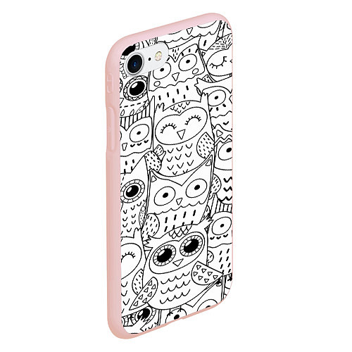 Чехол iPhone 7/8 матовый Совушки: узор / 3D-Светло-розовый – фото 2