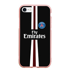 Чехол iPhone 7/8 матовый PSG FC: Black 2018, цвет: 3D-светло-розовый