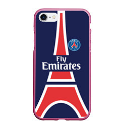 Чехол iPhone 7/8 матовый FC PSG: Paris Original, цвет: 3D-малиновый