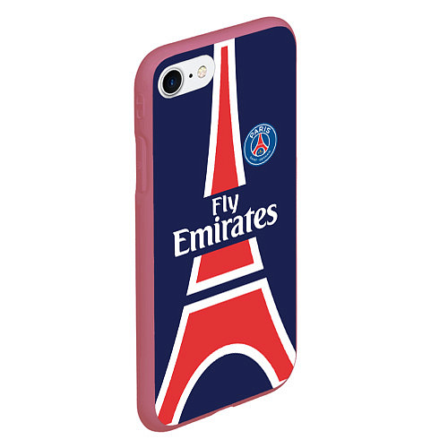 Чехол iPhone 7/8 матовый FC PSG: Paris Original / 3D-Малиновый – фото 2