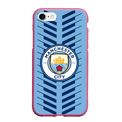 Чехол iPhone 7/8 матовый FC Manchester City: Creative, цвет: 3D-малиновый