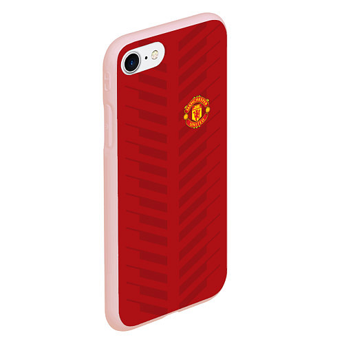 Чехол iPhone 7/8 матовый Manchester United: Red Lines / 3D-Светло-розовый – фото 2