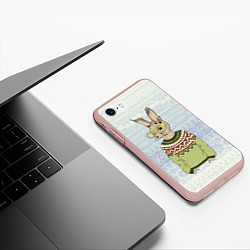 Чехол iPhone 7/8 матовый Кролик хипстер, цвет: 3D-светло-розовый — фото 2