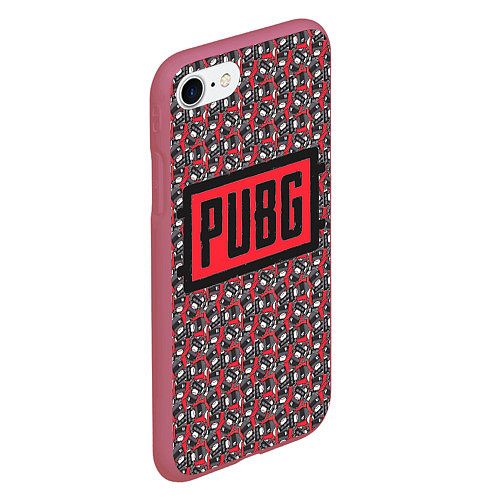 Чехол iPhone 7/8 матовый PUBG: Red Pattern / 3D-Малиновый – фото 2