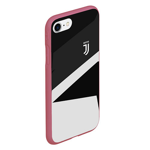 Чехол iPhone 7/8 матовый FC Juventus: Sport Geometry / 3D-Малиновый – фото 2