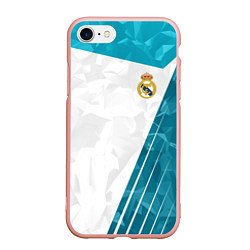 Чехол iPhone 7/8 матовый FC Real Madrid: Abstract, цвет: 3D-светло-розовый