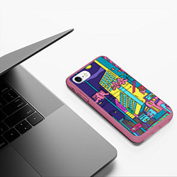 Чехол iPhone 7/8 матовый Токио сити, цвет: 3D-малиновый — фото 2
