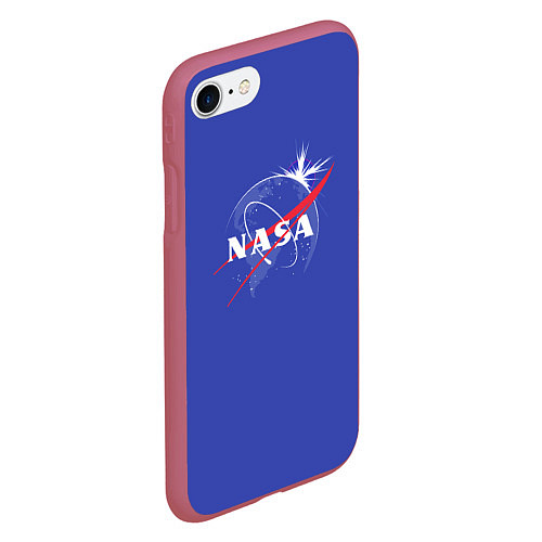 Чехол iPhone 7/8 матовый NASA: Blue Space / 3D-Малиновый – фото 2