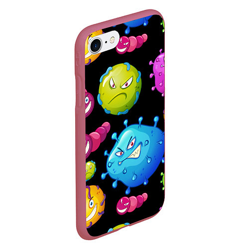 Чехол iPhone 7/8 матовый Веселые микробы / 3D-Малиновый – фото 2