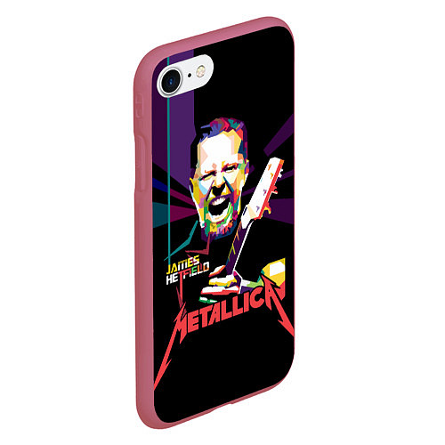 Чехол iPhone 7/8 матовый Metallica: James Alan Hatfield / 3D-Малиновый – фото 2