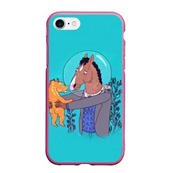 Чехол iPhone 7/8 матовый BoJack, цвет: 3D-малиновый