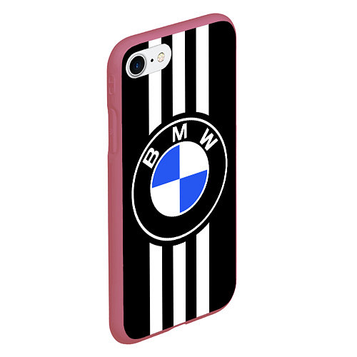 Чехол iPhone 7/8 матовый BMW: White Strips / 3D-Малиновый – фото 2