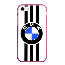 Чехол iPhone 7/8 матовый BMW: Black Strips, цвет: 3D-малиновый