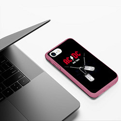 Чехол iPhone 7/8 матовый AC/DC: Dog Tags, цвет: 3D-малиновый — фото 2
