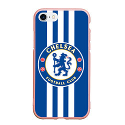 Чехол iPhone 7/8 матовый FC Chelsea: Gold Lines, цвет: 3D-светло-розовый