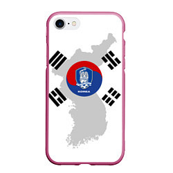 Чехол iPhone 7/8 матовый Сборная Кореи, цвет: 3D-малиновый
