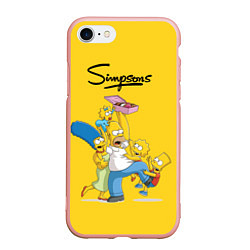 Чехол iPhone 7/8 матовый Simpsons Family, цвет: 3D-светло-розовый
