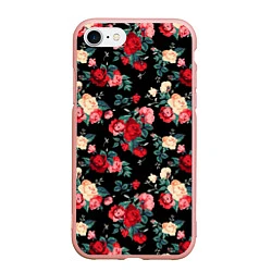 Чехол iPhone 7/8 матовый Кустовые розы, цвет: 3D-светло-розовый