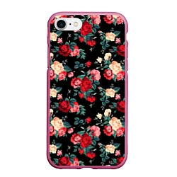 Чехол iPhone 7/8 матовый Кустовые розы, цвет: 3D-малиновый