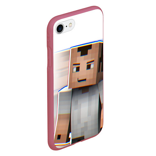 Чехол iPhone 7/8 матовый Minecraft: White Creeper / 3D-Малиновый – фото 2