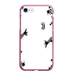 Чехол iPhone 7/8 матовый FC Juventus: White Original, цвет: 3D-малиновый