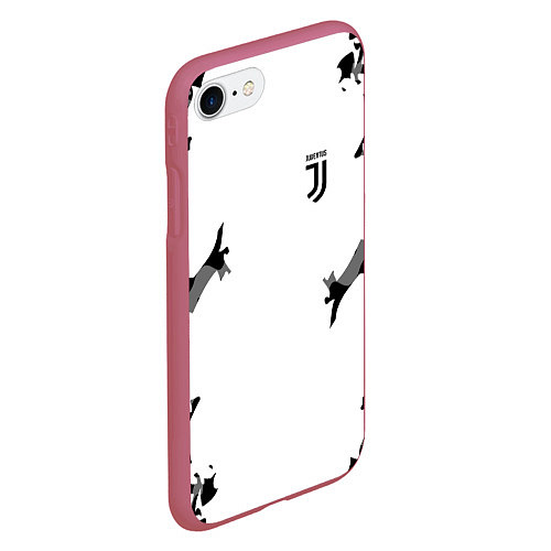 Чехол iPhone 7/8 матовый FC Juventus: White Original / 3D-Малиновый – фото 2