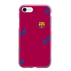 Чехол iPhone 7/8 матовый FC Barcelona: Purple Original, цвет: 3D-малиновый