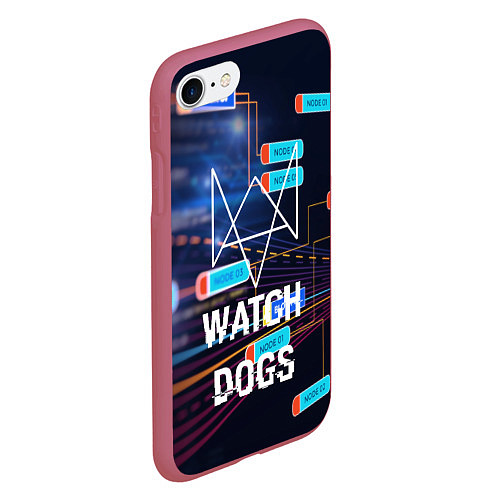 Чехол iPhone 7/8 матовый Watch Dogs / 3D-Малиновый – фото 2