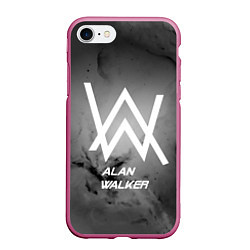 Чехол iPhone 7/8 матовый Alan Walker: Black Side, цвет: 3D-малиновый