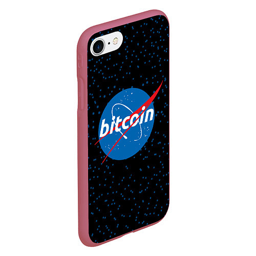 Чехол iPhone 7/8 матовый Bitcoin NASA / 3D-Малиновый – фото 2