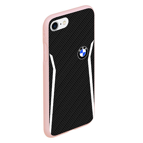 Чехол iPhone 7/8 матовый BMW CARBON БМВ КАРБОН / 3D-Светло-розовый – фото 2
