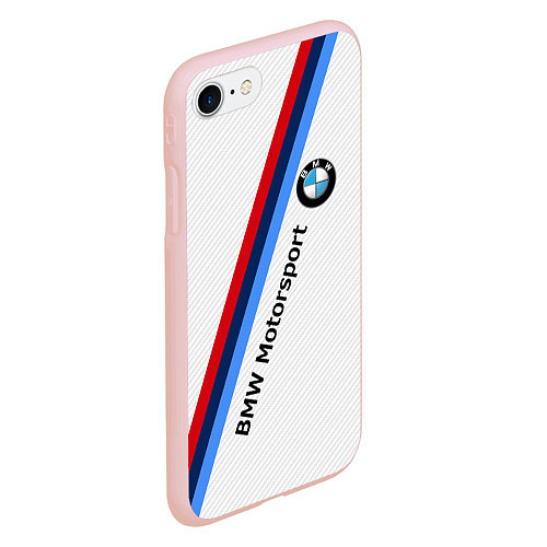Чехол iPhone 7/8 матовый BMW Motorsport: White Carbon / 3D-Светло-розовый – фото 2