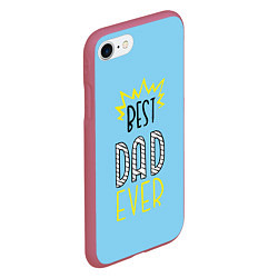 Чехол iPhone 7/8 матовый Best Dad Ever, цвет: 3D-малиновый — фото 2