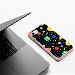 Чехол iPhone 7/8 матовый Солнечная система, цвет: 3D-светло-розовый — фото 2
