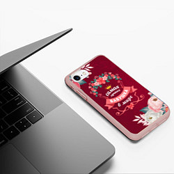 Чехол iPhone 7/8 матовый Самая лучшая бабушка в мире, цвет: 3D-светло-розовый — фото 2