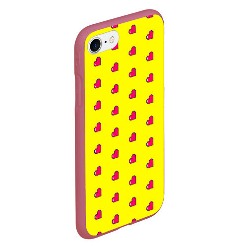 Чехол iPhone 7/8 матовый 8 bit yellow love / 3D-Малиновый – фото 2