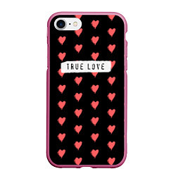Чехол iPhone 7/8 матовый True Love, цвет: 3D-малиновый