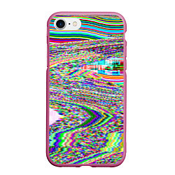 Чехол iPhone 7/8 матовый Optical Glitch, цвет: 3D-малиновый