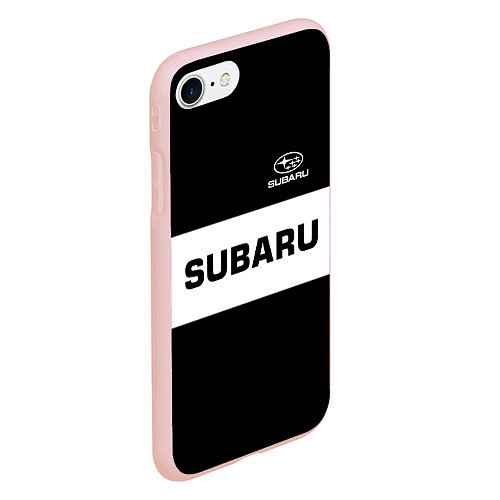 Чехол iPhone 7/8 матовый Subaru: Black Sport / 3D-Светло-розовый – фото 2