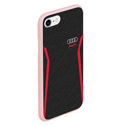 Чехол iPhone 7/8 матовый Audi: Black Carbon, цвет: 3D-светло-розовый — фото 2