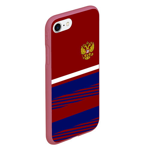 Чехол iPhone 7/8 матовый Герб РФ: Красный стиль / 3D-Малиновый – фото 2