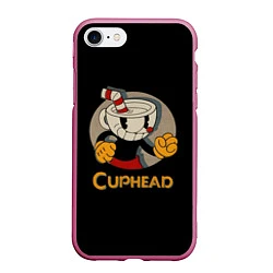 Чехол iPhone 7/8 матовый Cuphead: Mugman, цвет: 3D-малиновый