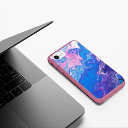 Чехол iPhone 7/8 матовый Tie-Dye Blue & Violet, цвет: 3D-малиновый — фото 2